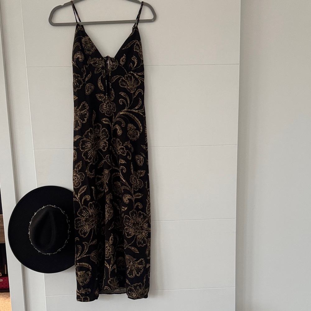 Zara Black and Gold Floral Dress